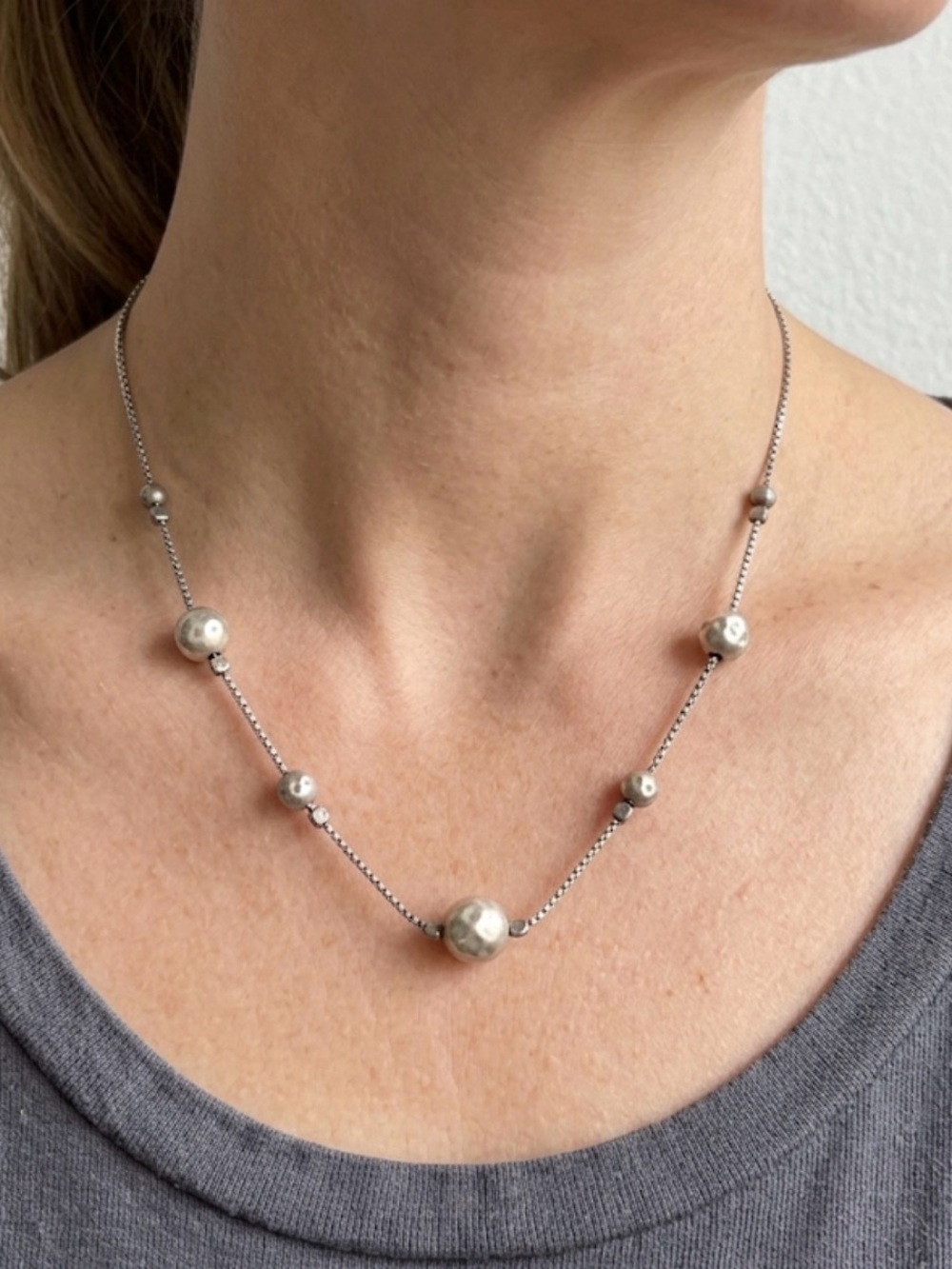 Silpada Retired Vintage N1827 Hammered Beads w/ Sterling Silver Necklace